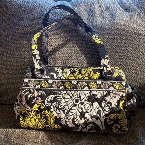 Vera Bradley Handbags - Vera Bradley Elegant Floral Black and Yellow Shoulder Bag